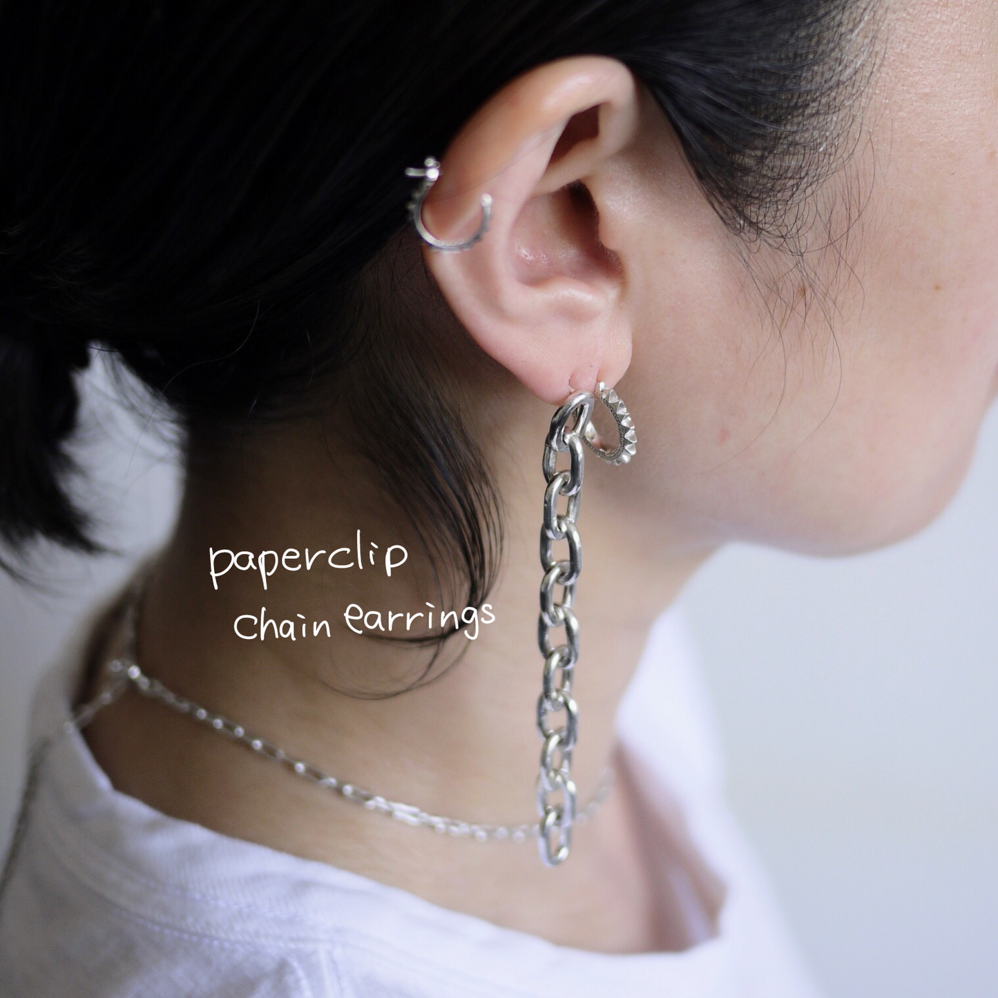 Paperclip chain earrings (1pair)