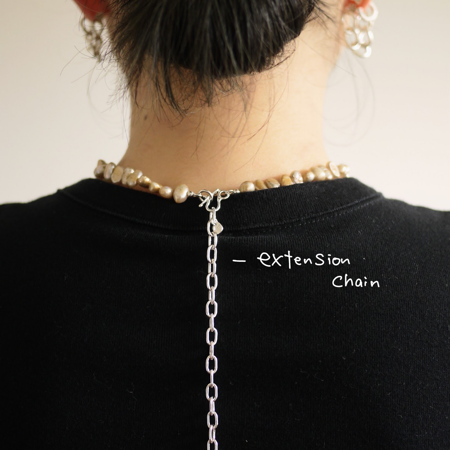 Pearl necklace with extension chain 全5色