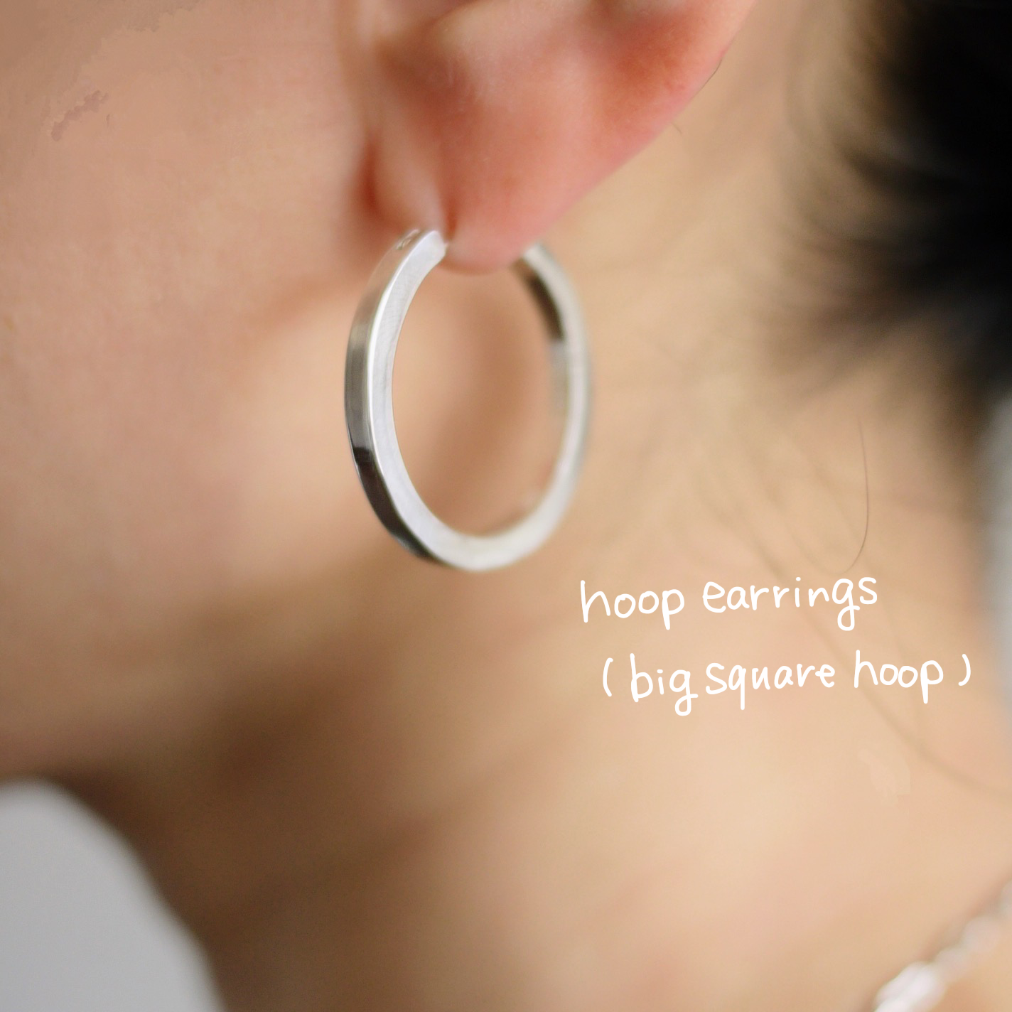 hoop earrings（big square hoop）（1pair）